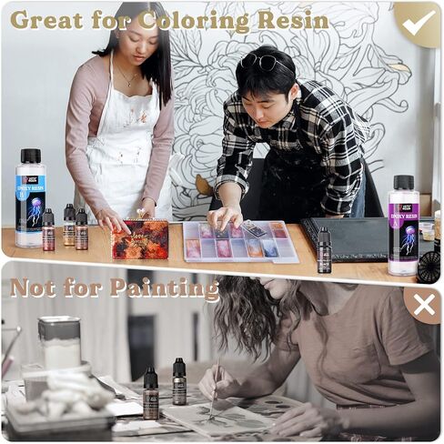 LET'S RESIN Metallic Alcohol Ink Set-24 Colors Metal Color Alcohol Based Resin Ink, High Concentrated & Shimmer Mixatives, Alcohol Paint for Epoxy Resin, Resin Petri, Tumblers, Coasters(Each 0.35oz) in Saudi Arabia