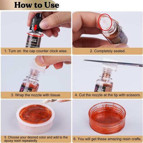 LET'S RESIN Metallic Alcohol Ink Set-24 Colors Metal Color Alcohol Based Resin Ink, High Concentrated & Shimmer Mixatives, Alcohol Paint for Epoxy Resin, Resin Petri, Tumblers, Coasters(Each 0.35oz) in Saudi Arabia