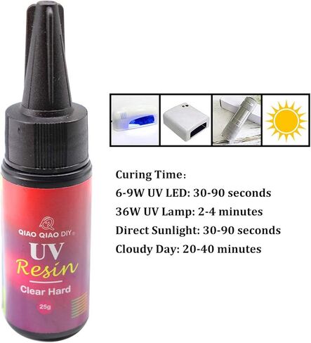 UV Resin Clear Hard,QIAO QIAO DIY UV Epoxy Resin Glue Quick Cured by Ultraviolet/Sunlight UV Curing Resin Clear Hard Type for Jewelry Making/Crafts/Casting (25g/0.88oz) in Kuwait