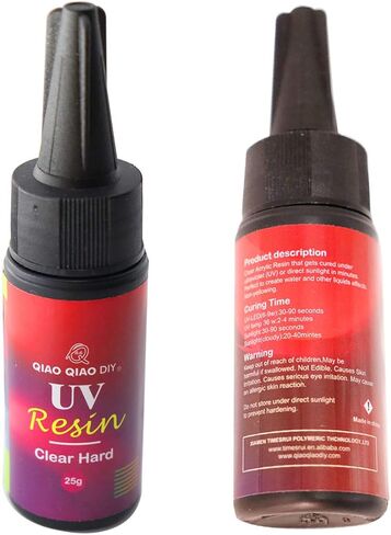 UV Resin Clear Hard,QIAO QIAO DIY UV Epoxy Resin Glue Quick Cured by Ultraviolet/Sunlight UV Curing Resin Clear Hard Type for Jewelry Making/Crafts/Casting (25g/0.88oz) in Kuwait