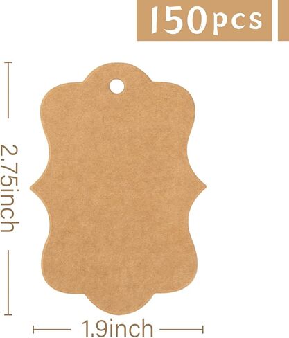 SallyFashion 150PCS Brown Paper Kraft Gift Tags with String, for Gift Wrapping, Price, Cookies, Cupcake Tags in Saudi Arabia
