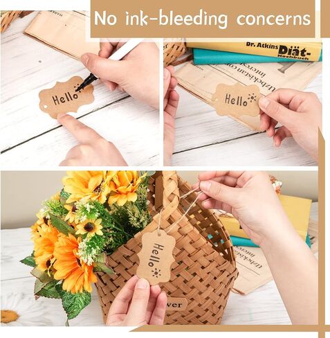 SallyFashion 150PCS Brown Paper Kraft Gift Tags with String, for Gift Wrapping, Price, Cookies, Cupcake Tags in Saudi Arabia