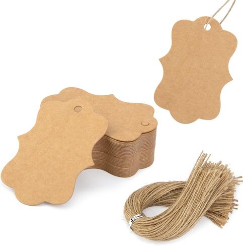 SallyFashion 150PCS Brown Paper Kraft Gift Tags with String, for Gift Wrapping, Price, Cookies, Cupcake Tags in Saudi Arabia