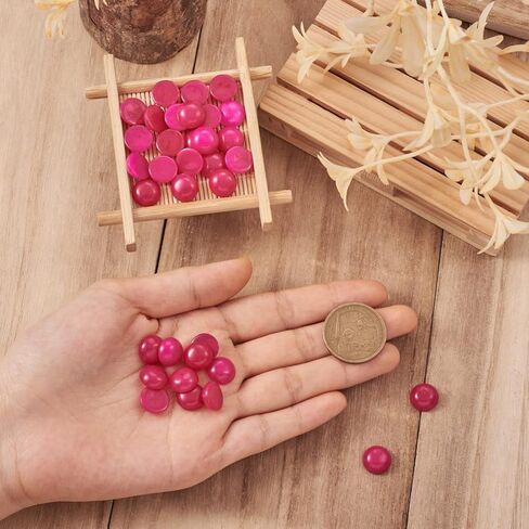Crafans 50Pcs 12mm Round Gemstone Cabochons, Half Round Natural Agate Cabochons Dome Gemstone Beads No Hole Healing Power Stone Flat Back Chakra Crystal Beads for Jewelry Making(Magenta) in Saudi Arabia