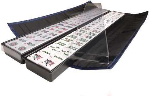American Mah Jongg Set - 166 Premium White Tiles, 4 All-in-One Rack/Pushers, Blue Canvas Bag in Saudi Arabia