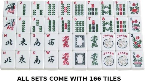 American Mah Jongg Set - 166 Premium White Tiles, 4 All-in-One Rack/Pushers, Blue Canvas Bag in Saudi Arabia