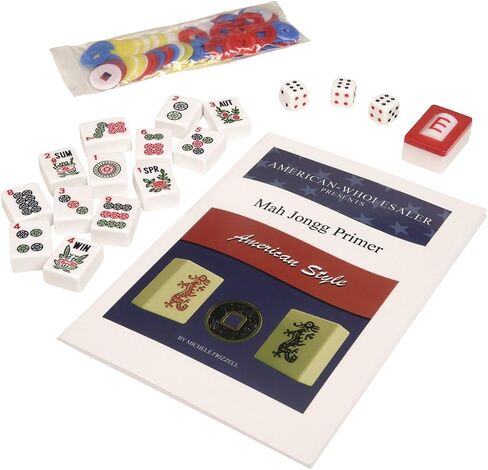 American Mah Jongg Set - 166 Premium White Tiles, 4 All-in-One Rack/Pushers, Blue Canvas Bag in Saudi Arabia