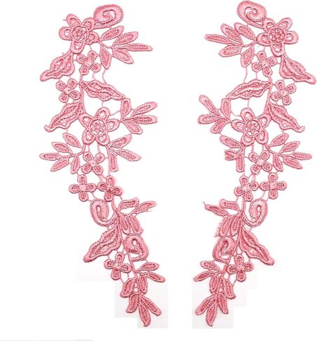 PEPPERLONELY زوج واحد من رقع تزيين الزهور من الدانتيل الأسود لتزيين حرفة الخياطة والتطريز، 24.5 × 8.5 سم in Kuwait