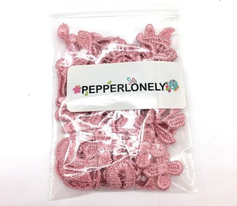 PEPPERLONELY زوج واحد من رقع تزيين الزهور من الدانتيل الأسود لتزيين حرفة الخياطة والتطريز، 24.5 × 8.5 سم in Kuwait