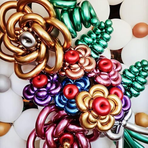 بارتي وو بالونات معدنية ملتوية، 50 قطعة من البالونات الطويلة 260Q ب6 الوان معدنية، بالونات سحرية على شكل حيوانات لحفلات الاطفال والكرنفالات وحفلات الغابة in Kuwait