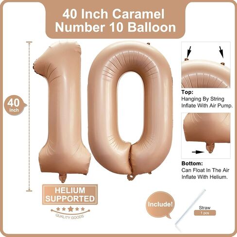 Lovoir 40 Inch Black Number Balloon 10 Large Size Jumbo Digit Mylar Foil Helium Black Balloons for 10th Birthday Party Celebration Decorations Graduations Anniversary Supplies Excellent Quality in Kuwait