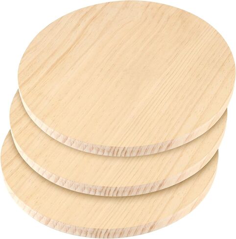 FUNSUEI 3 Pack 12 Inch Round Wooden Plaque, 3/4 Inch Thick Unfinished Wooden Circle Plaque, Natural Wooden Base for Craft Projects, Sign, Painting, Woodcarving in Saudi Arabia