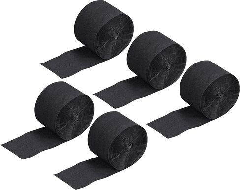 MECCANIXITY Crepe Paper Streamer Crepe Paper Decoration 82ft Long 1.77 Inch Wide for Birthday Party Wedding Thanksgiving Christmas Decorations DIY, Black Pack of 5 in Saudi Arabia