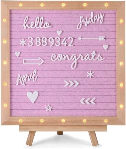 UPASCON 10"x10" LED Lights Felt Letter Boards with Pine Wood Frame,436 White Letters and Patterns,for Messages,Menus,Planning,Festival and Party in Saudi Arabia