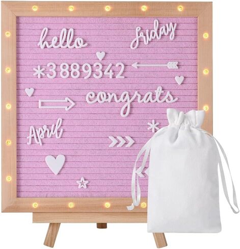 UPASCON 10"x10" LED Lights Felt Letter Boards with Pine Wood Frame,436 White Letters and Patterns,for Messages,Menus,Planning,Festival and Party in Saudi Arabia