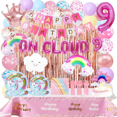 بيوكساجار زينة عيد الميلاد 9 للبنات من اون كلاود، ديكورات عيد الميلاد التاسع للبنات، ديكورات عيد الميلاد التاسع بالوان قوس قزح، ديكورات الحفلات على شكل سحابة 9 in Kuwait