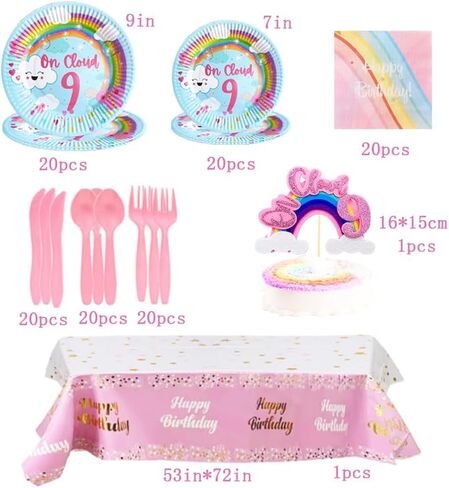 بيوكساجار زينة عيد الميلاد 9 للبنات من اون كلاود، ديكورات عيد الميلاد التاسع للبنات، ديكورات عيد الميلاد التاسع بالوان قوس قزح، ديكورات الحفلات على شكل سحابة 9 in Kuwait