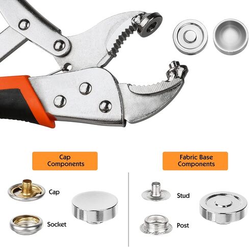 أداة تثبيت كبس شديدة التحمل من سوبنوم (3 قوالب قابلة للاستبدال)، مجموعة أدوات أزرار كبس قابلة للتعديل مع أداة تثبيت، تتضمن 10 مجموعات من أزرار كبس مقاس 15 مم لغطاء القارب، واستبدال أزرار الكبس المعدنية، وأغطية القوارب، والقماش، والقماش in Kuwait