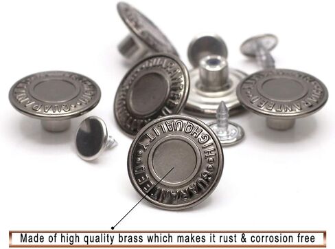 12 Sets No-Sew Permanent Buttons Jean Tack Buttons 20mm (Gun Black) in Kuwait