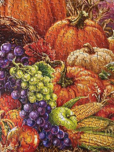 Springbok - Harvest Cornucopia - 500 Piece Jigsaw Puzzle - Colorful Pumpkin, Scarecrow and Thanksgiving Cornucopia Illustration in Saudi Arabia