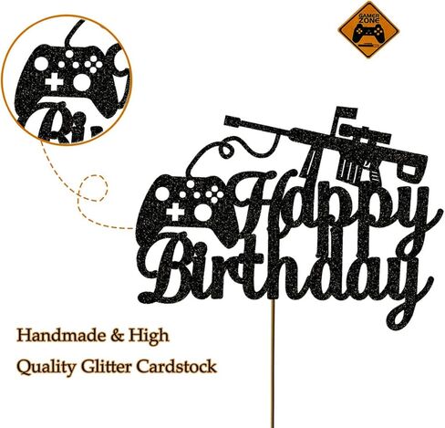 غلاف كعكة عيد الميلاد بتصميم لعبة الفيديو باللون الأسود من فيفيكرافت لتزيين الحفلات، مستلزمات حفلات ألعاب الفيديو لحفلات أعياد الميلاد للأطفال (16.7 سم × 12.4 سم) in Kuwait