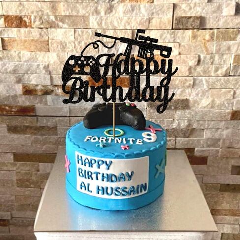 غلاف كعكة عيد الميلاد بتصميم لعبة الفيديو باللون الأسود من فيفيكرافت لتزيين الحفلات، مستلزمات حفلات ألعاب الفيديو لحفلات أعياد الميلاد للأطفال (16.7 سم × 12.4 سم) in Kuwait