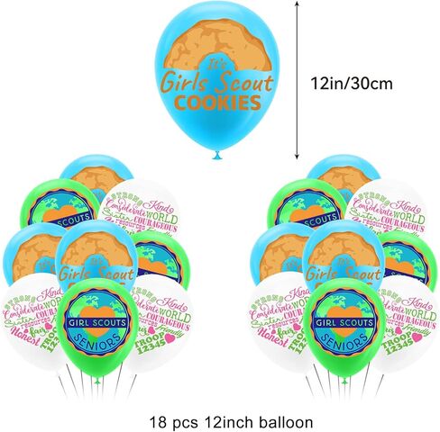 زينة حفلات اعياد الميلاد للفتيات الكشافة تتضمن لافتة عيد ميلاد سعيد وبالونات لاتكس واعواد علوية للكب كيك لتزيين حفلات اعياد الميلاد بطابع الكشافة in Kuwait