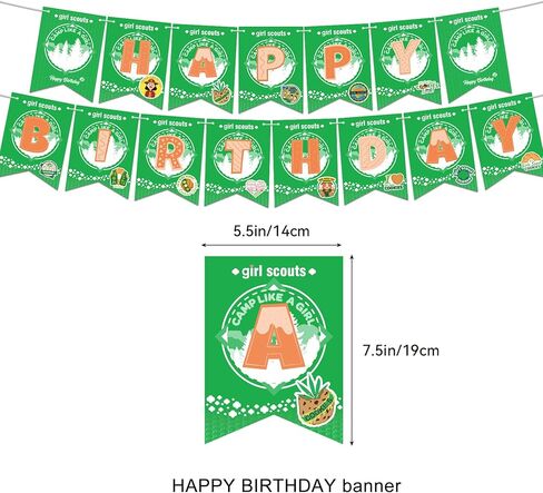 زينة حفلات اعياد الميلاد للفتيات الكشافة تتضمن لافتة عيد ميلاد سعيد وبالونات لاتكس واعواد علوية للكب كيك لتزيين حفلات اعياد الميلاد بطابع الكشافة in Kuwait