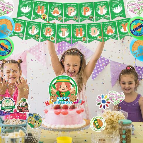 زينة حفلات اعياد الميلاد للفتيات الكشافة تتضمن لافتة عيد ميلاد سعيد وبالونات لاتكس واعواد علوية للكب كيك لتزيين حفلات اعياد الميلاد بطابع الكشافة in Kuwait