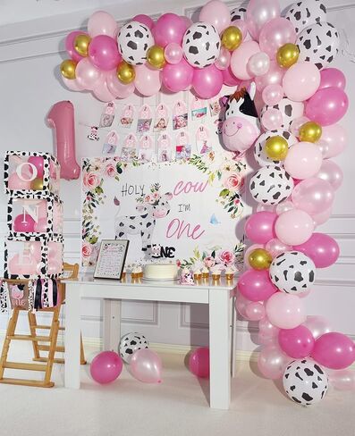 Shempeium Holy Cow I’m One Birthday Decorations Girl, Cow First Birthday Party Decorations, Farm Cow First Birthday Party Supplies, 1st Birthday Girl Decoration, First Birthday Decoration for Girl, Farmhouse Cow First Birthday Party Decor in Kuwait