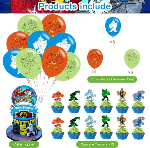 heroes goo jit zu Theme Birthday Party Decorations,heroes goo jit zu Party Supply Set for Kids with 1 Happy Birthday Banner , 12 Cupcake Toppers,18 Balloons for Party Decorations in Saudi Arabia