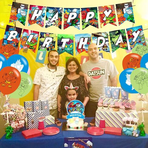 heroes goo jit zu Theme Birthday Party Decorations,heroes goo jit zu Party Supply Set for Kids with 1 Happy Birthday Banner , 12 Cupcake Toppers,18 Balloons for Party Decorations in Saudi Arabia