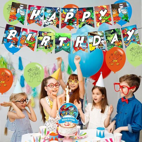 heroes goo jit zu Theme Birthday Party Decorations,heroes goo jit zu Party Supply Set for Kids with 1 Happy Birthday Banner , 12 Cupcake Toppers,18 Balloons for Party Decorations in Saudi Arabia