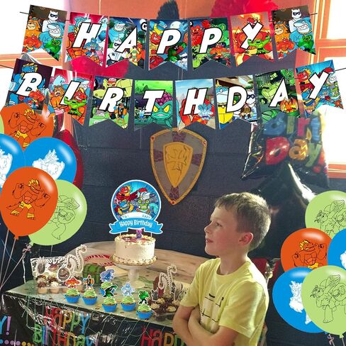 heroes goo jit zu Theme Birthday Party Decorations,heroes goo jit zu Party Supply Set for Kids with 1 Happy Birthday Banner , 12 Cupcake Toppers,18 Balloons for Party Decorations in Saudi Arabia