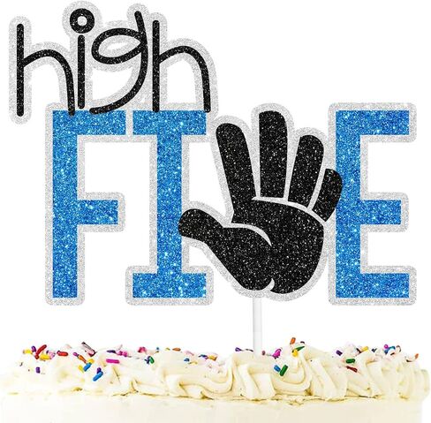 Blue Glitter Happy 5th Birthday Cake Topper 5 Anniversary Theme child Party Decoration Supplies, Black in Saudi Arabia