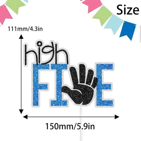 Blue Glitter Happy 5th Birthday Cake Topper 5 Anniversary Theme child Party Decoration Supplies, Black in Saudi Arabia