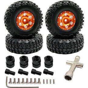 عجلات وإطارات HOPLEX Beadlock 4 قطع إطارات معدنية صغيرة زاحفة مع فاصل محور سداسي لعجلة RC أسود 7 مم لمحور SCX24 90081 1/24 RC ملحقات أجزاء ترقية السيارة الزاحفة