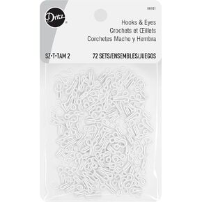 Dritz Hooks & Eyes White Fasteners, Size 2, 72 Sets