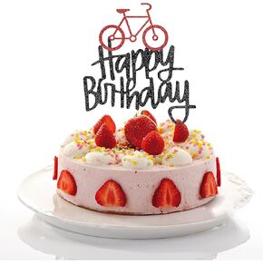 Bicycle Happy Birthday Cake Topper, Kids Boy Girl Sport Themed/Bike Theme Bday Party Decorations