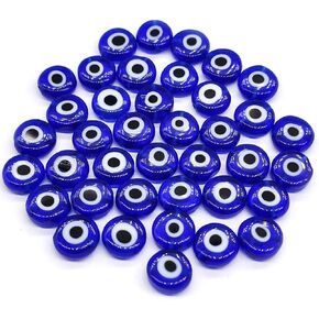 100pcs Mixed 6mm/8mm Sizes Evil Eye Beads, Evil Eye Glass Beads, Handmade Round Evil Eye Beads, Glass Spacer Beads for Bracelets Necklace Jewelry Making
