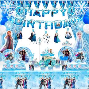 لوازم حفلات اعياد الميلاد من فرو-زن، مجموعة من 145 قطعة من ديكورات الحفلات وادوات المائدة من فرو-زين - اطباق حفلات ومناديل واكواب ومفرش طاولة وبالونات ولافتة تاج وعصا وغيرها من فرو-زين in Kuwait