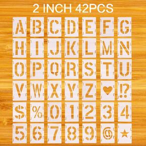 Letter Stencils Symbol Numbers Craft Stencils for Painting 42 Pcs Reusable Alphabet Templates 2 Inch Interlocking Stencil Kit for Painting,DIY Art in Kuwait