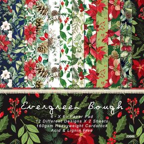 PUIKSXER 24 Sheets Christmas Theme Scrapbook Paper, Single -sided Pattern 6 Inches Vintage Journaling Decorative Craft Paper, DIY Photo Album Card Making Background in Kuwait