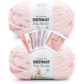 Bernat Baby Blanket Yarn - Big Ball (10.5 oz) - 2 Pack with Pattern Cards in Color (Raspberry Kisses) in Saudi Arabia
