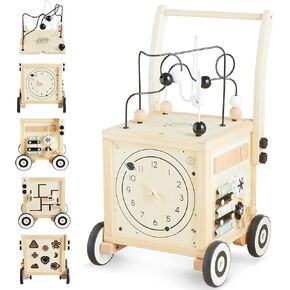 Beright Wooden Baby Walker Activity Cube, Wooden Toddler Toys, 6 in 1 Developmental Montessori Learning Educational Toys, First Birthday Gift in Kuwait