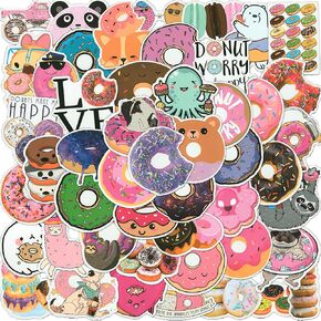 Donuts Vinyl Waterproof Stickers,50Pcs Stickers for Water Bottles, Laptop Stickers, Cute Stickers for Kids, Girls and Teens, Gift Sticker Packs (Donuts B) in Kuwait