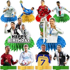 10 PCS Soccer Birthday Decorations Honeycomb Centerpieces, Football Star Party Decorations for Kids Baby Shower, Soccer Themed Birthday Party Supplies Soccer Party Decorations in Kuwait