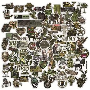 Sureema 100 PCS Camouflage Stickers,Army Stickers,Cool Trendy Aesthetic Military Stickers,Vinyl Waterproof Stickers for car, Motorcycle, Bike, Portable, ipad and Luggage in Kuwait