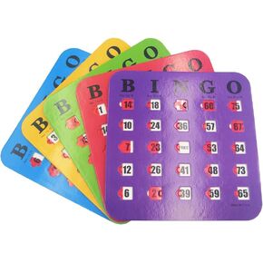 Yuanhe Shutter Slide Bingo Cards - 5 Pack Multi Color Extra Thick Stitched, Easy Read with Finger-Tip Sliding Windows