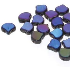 20 Grams GINKO Beads. Huge Assortment of Colors and FINISHES. 7.5mm Two Hole Beads, Holes Run Side to Side. Quality Czech Glass Beads (Violet Rainbow) in Saudi Arabia